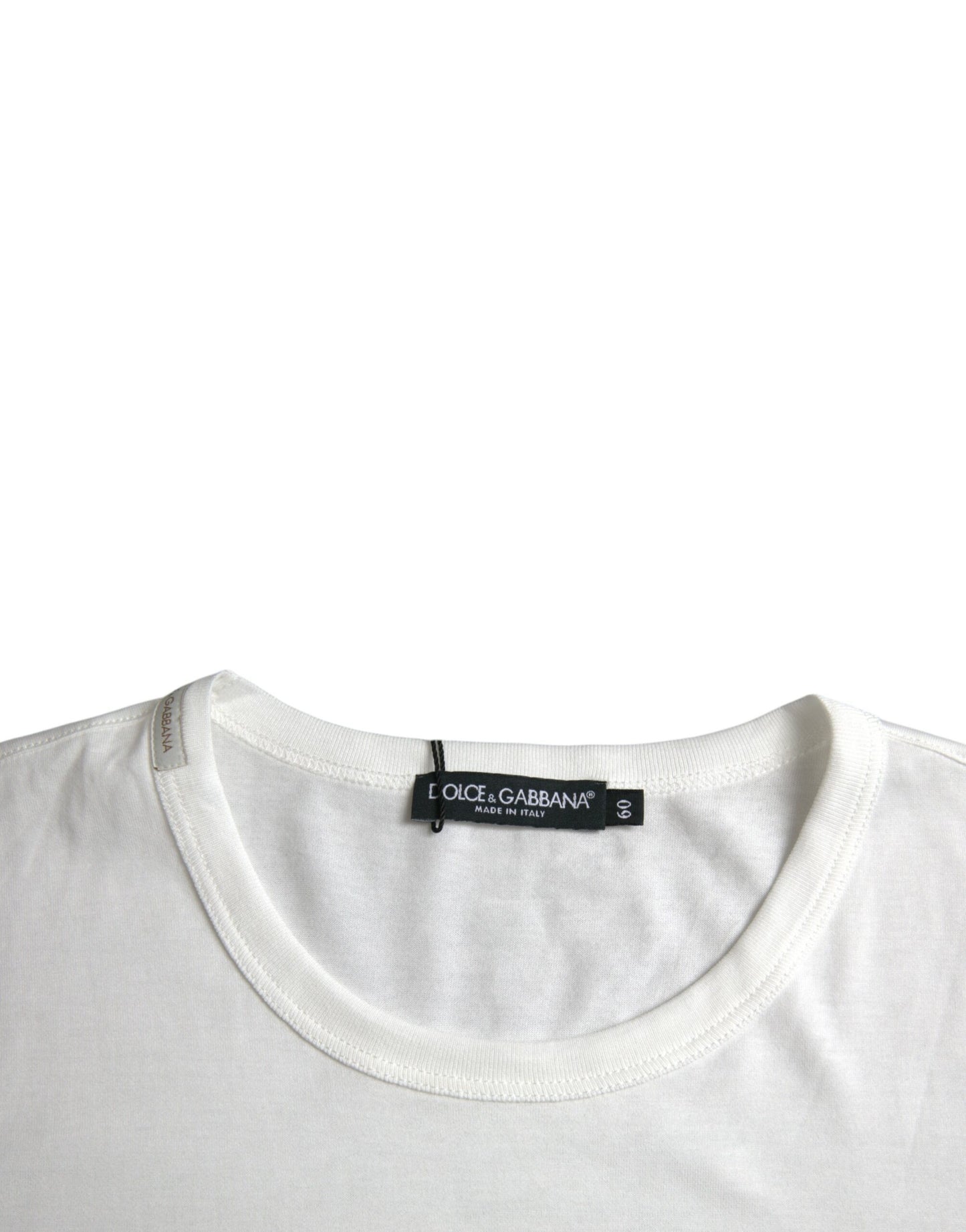 Dolce & Gabbana White Logo Embossed Cotton Crewneck T-shirt IT60 / 3XL