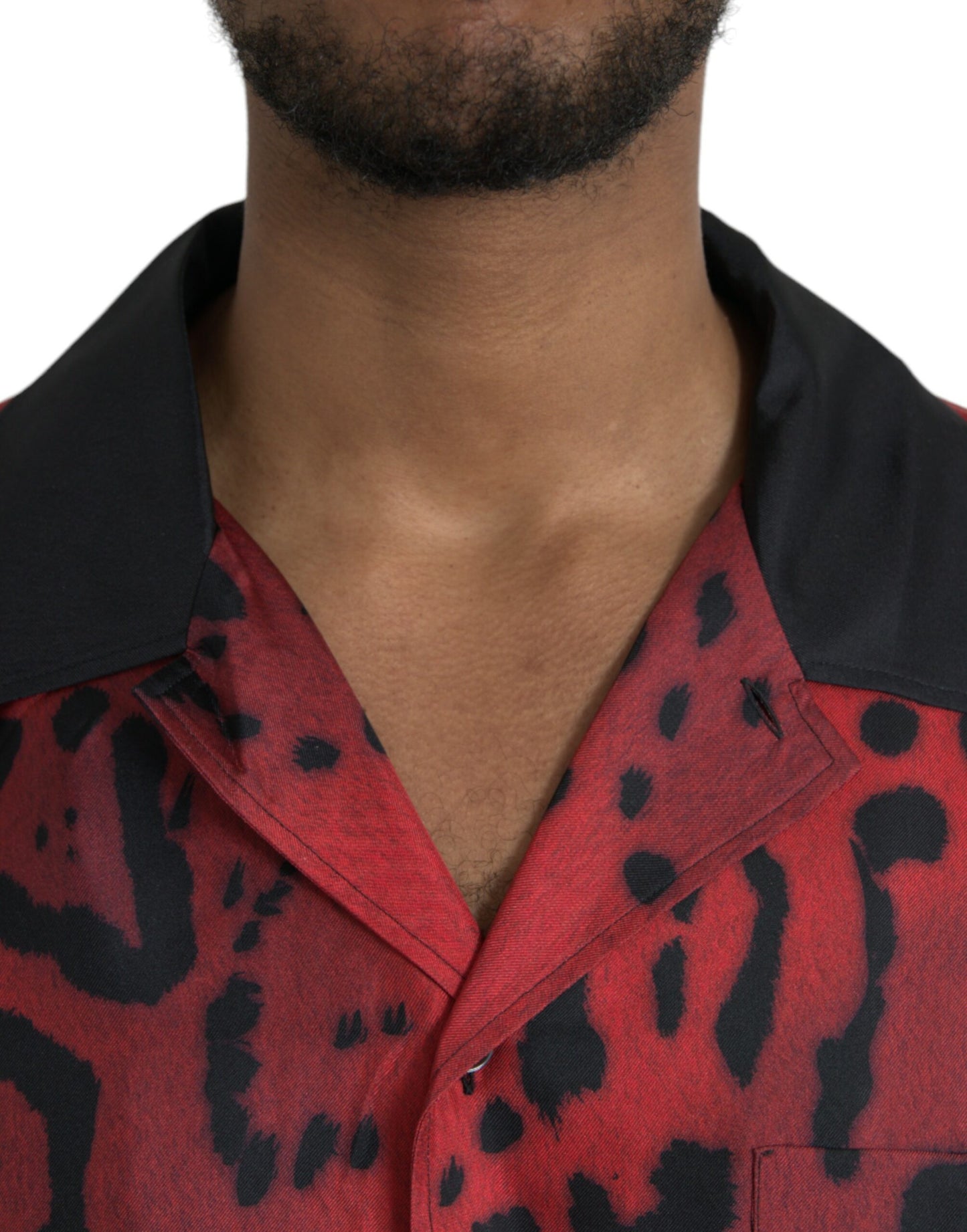 Dolce & Gabbana Red Leopard Silk Button Down Casual Shirt IT40 | M