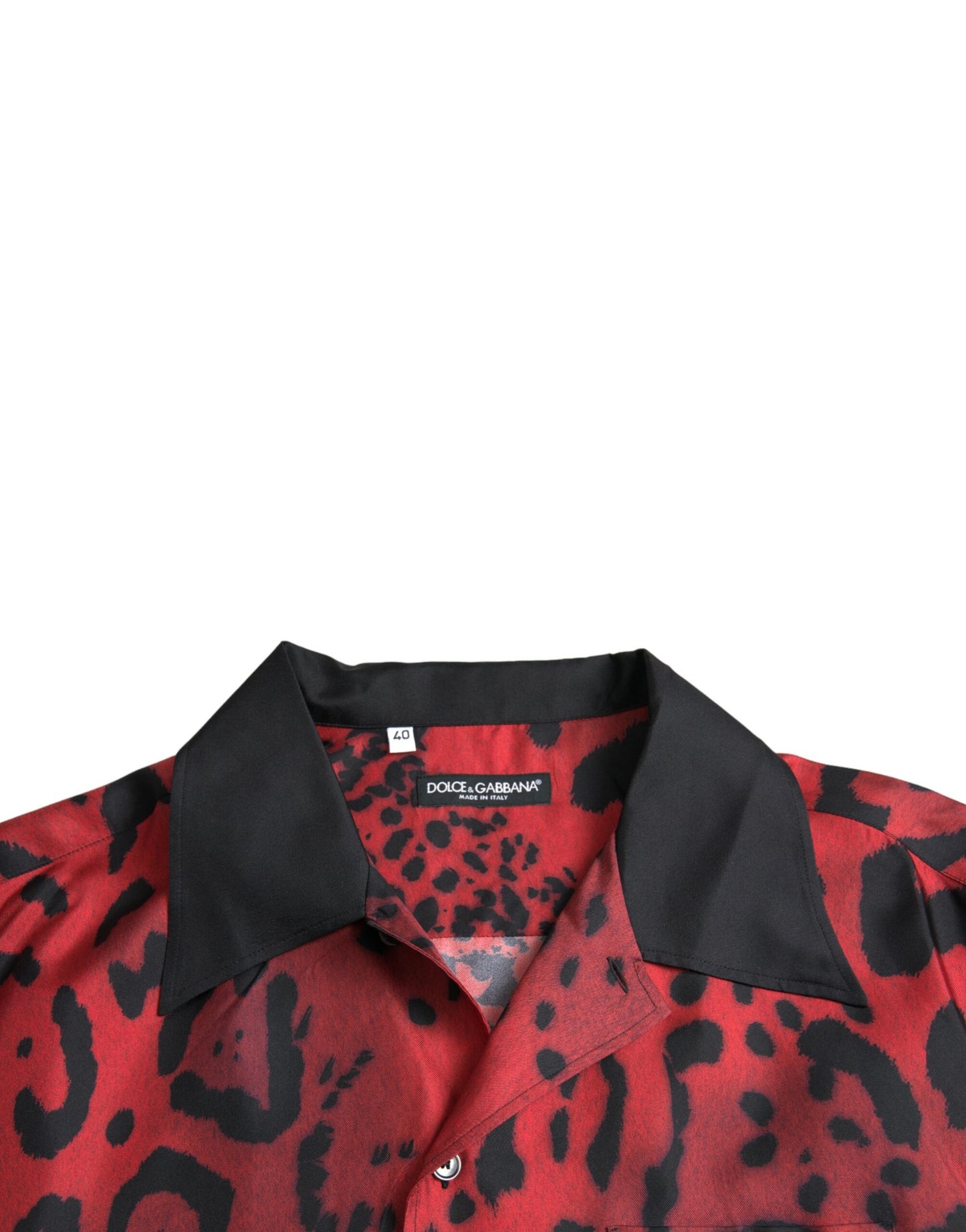 Dolce & Gabbana Red Leopard Silk Button Down Casual Shirt IT40 | M