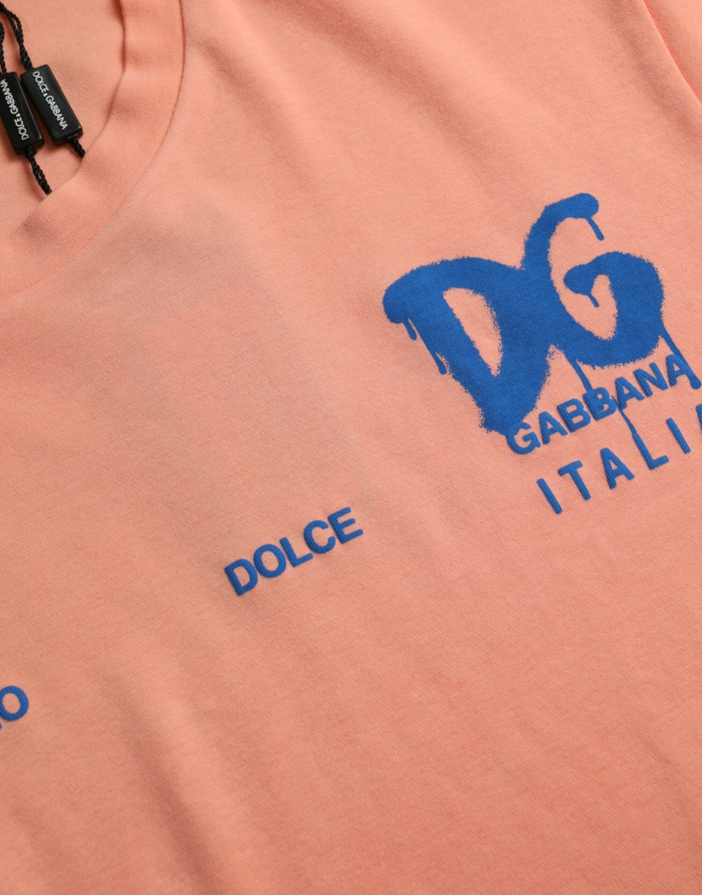 Dolce & Gabbana Coral Cotton Logo Print Short Sleeve T-shirt IT46 / S