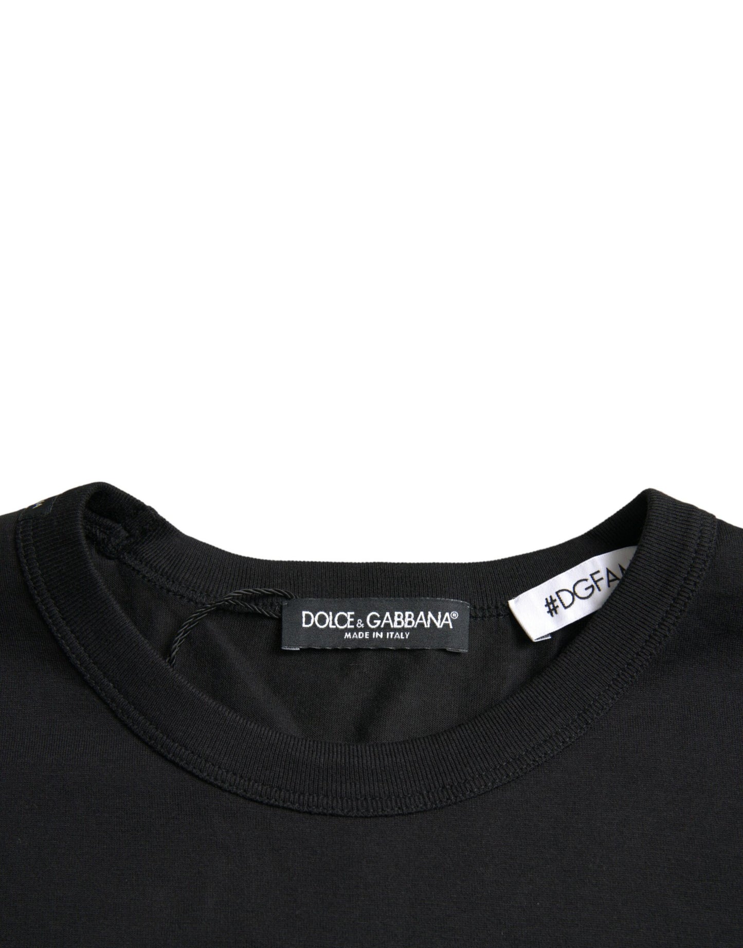 Dolce & Gabbana Black #DGFamily Cotton Crew Neck T-shirt IT46 / S