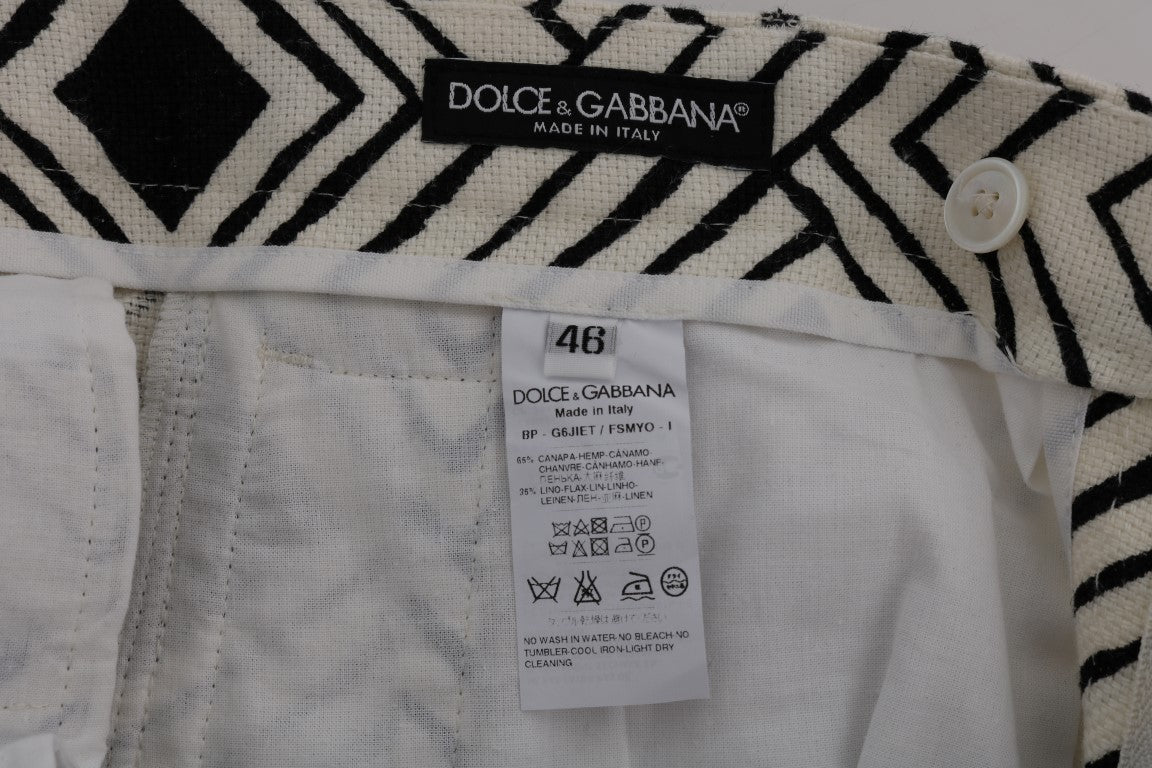 Dolce & Gabbana Chic Striped Casual Shorts - Hemp & Linen Blend IT54 / XL