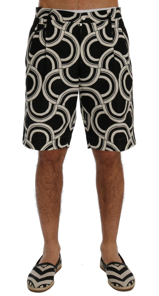 Dolce & Gabbana Chic Black & White Patterned Linen Shorts IT44 / XS