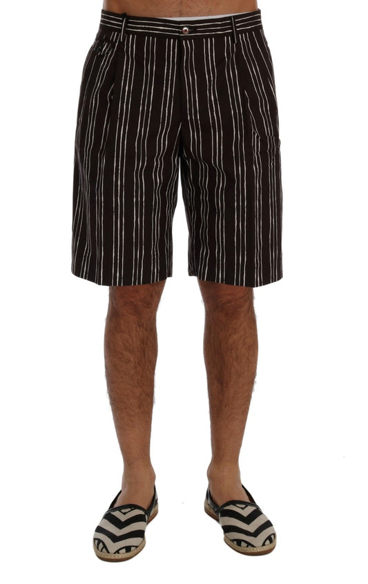 Dolce & Gabbana Bordeaux Striped Cotton Knee High Shorts IT44 / XS