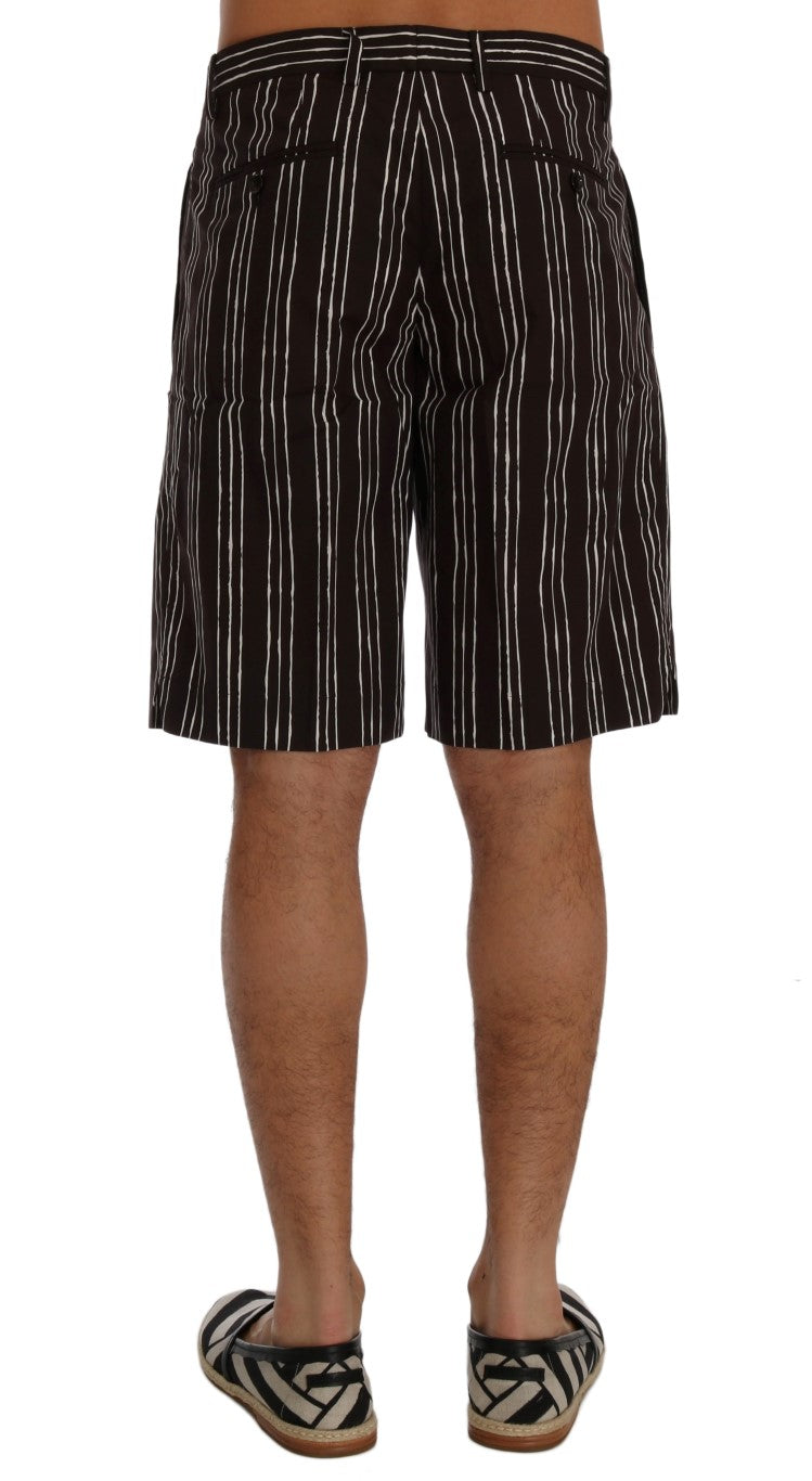 Dolce & Gabbana Bordeaux Striped Cotton Knee High Shorts IT44 / XS