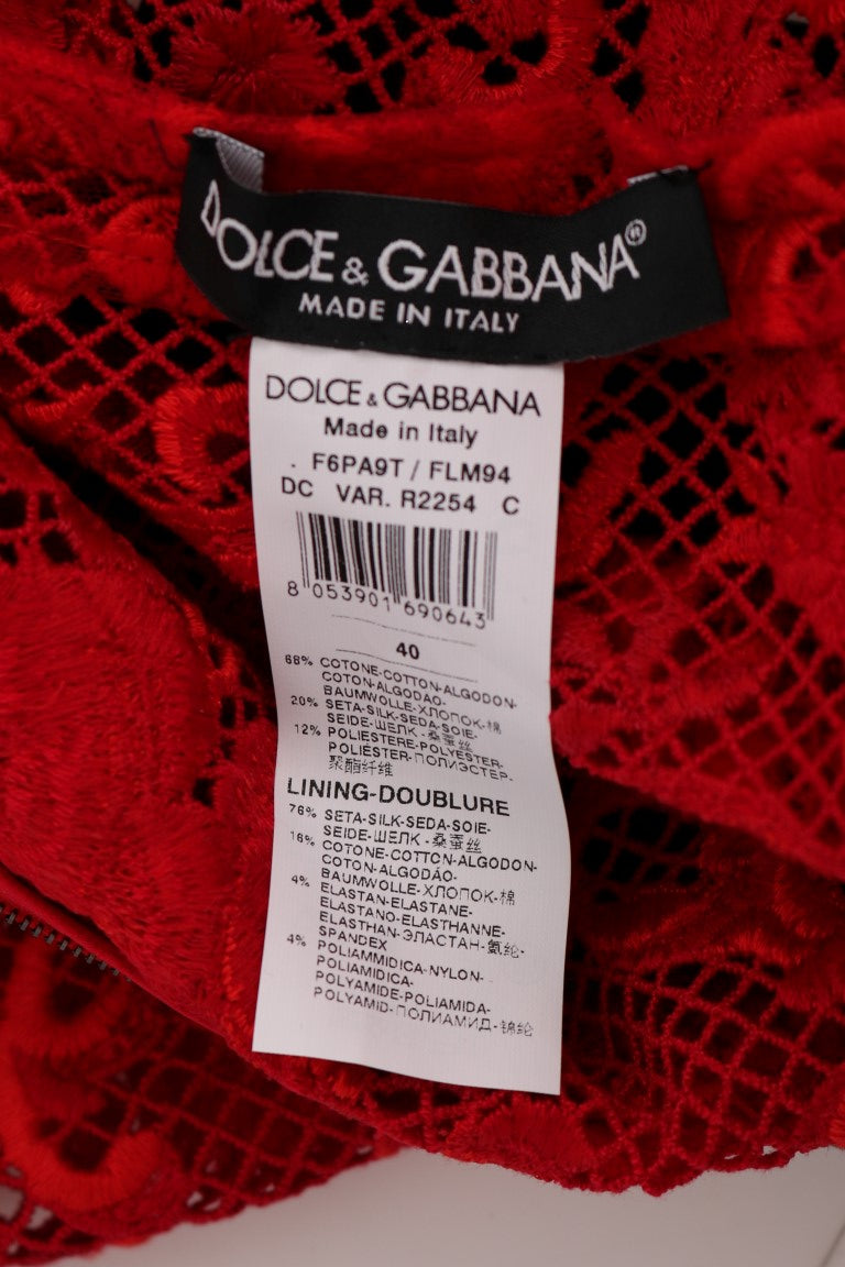 Dolce & Gabbana Elegant Red Sheath Dress with Silk Bow Belt IT40 | S