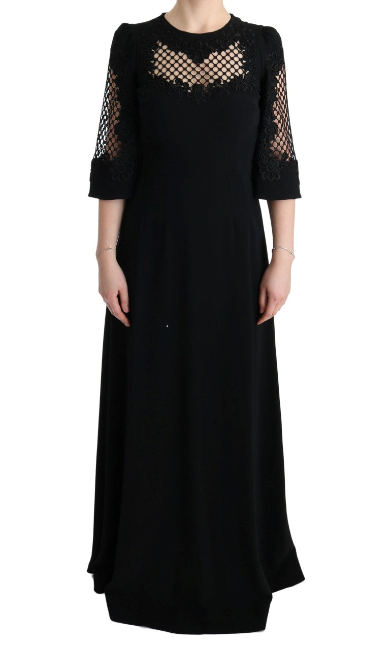 Dolce & Gabbana Elegant Black Floral Maxi Dress IT38 / XS