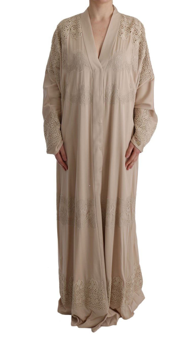 Dolce & Gabbana Elegant Beige Cape Kaftan Dress IT48 / XXL