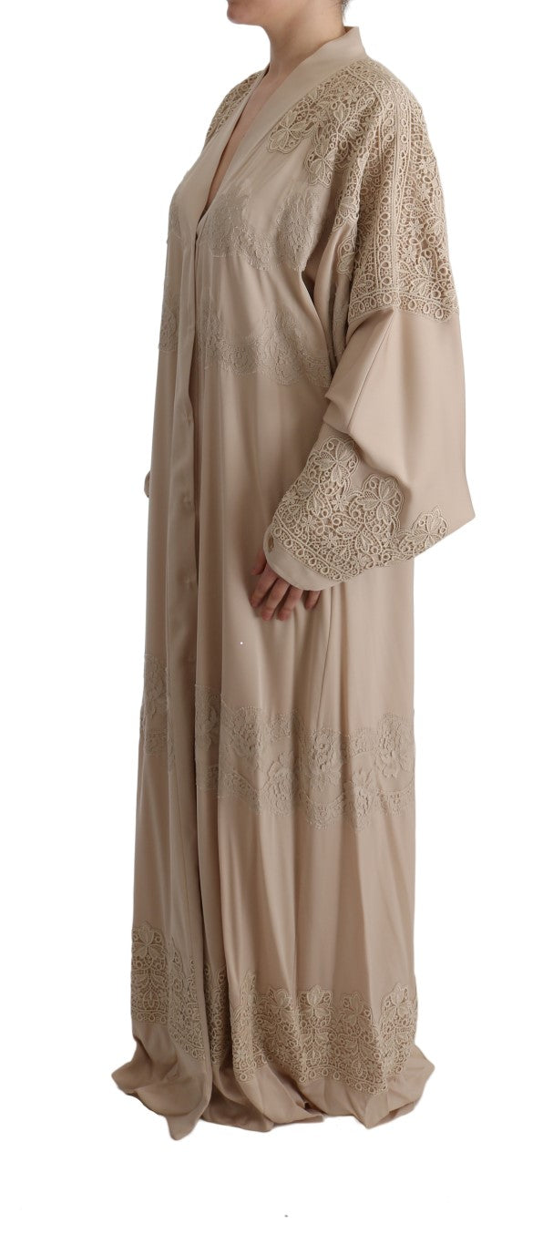 Dolce & Gabbana Elegant Beige Cape Kaftan Dress IT48 / XXL