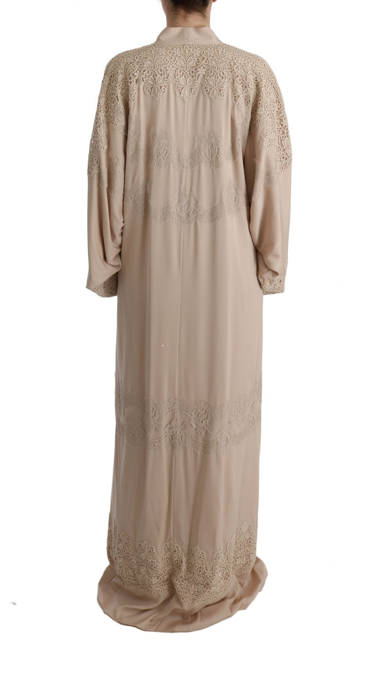 Dolce & Gabbana Elegant Beige Cape Kaftan Dress IT48 / XXL