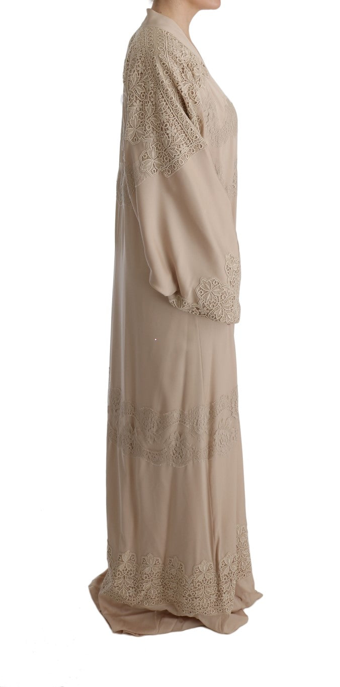 Dolce & Gabbana Elegant Beige Cape Kaftan Dress IT48 / XXL