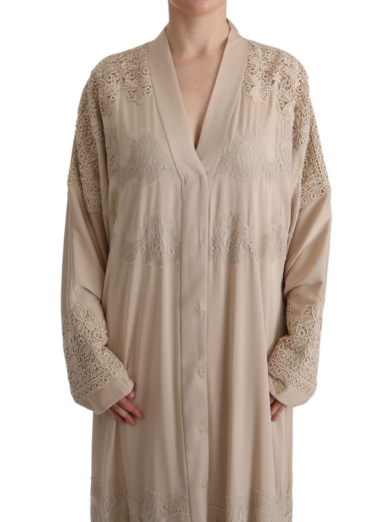 Dolce & Gabbana Elegant Beige Cape Kaftan Dress IT48 / XXL