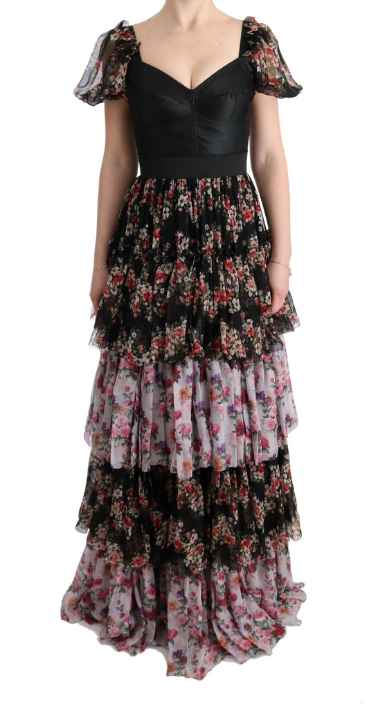 Dolce & Gabbana Elegant Floral Shift Dress in Multicolor Silk Blend IT36 / XS