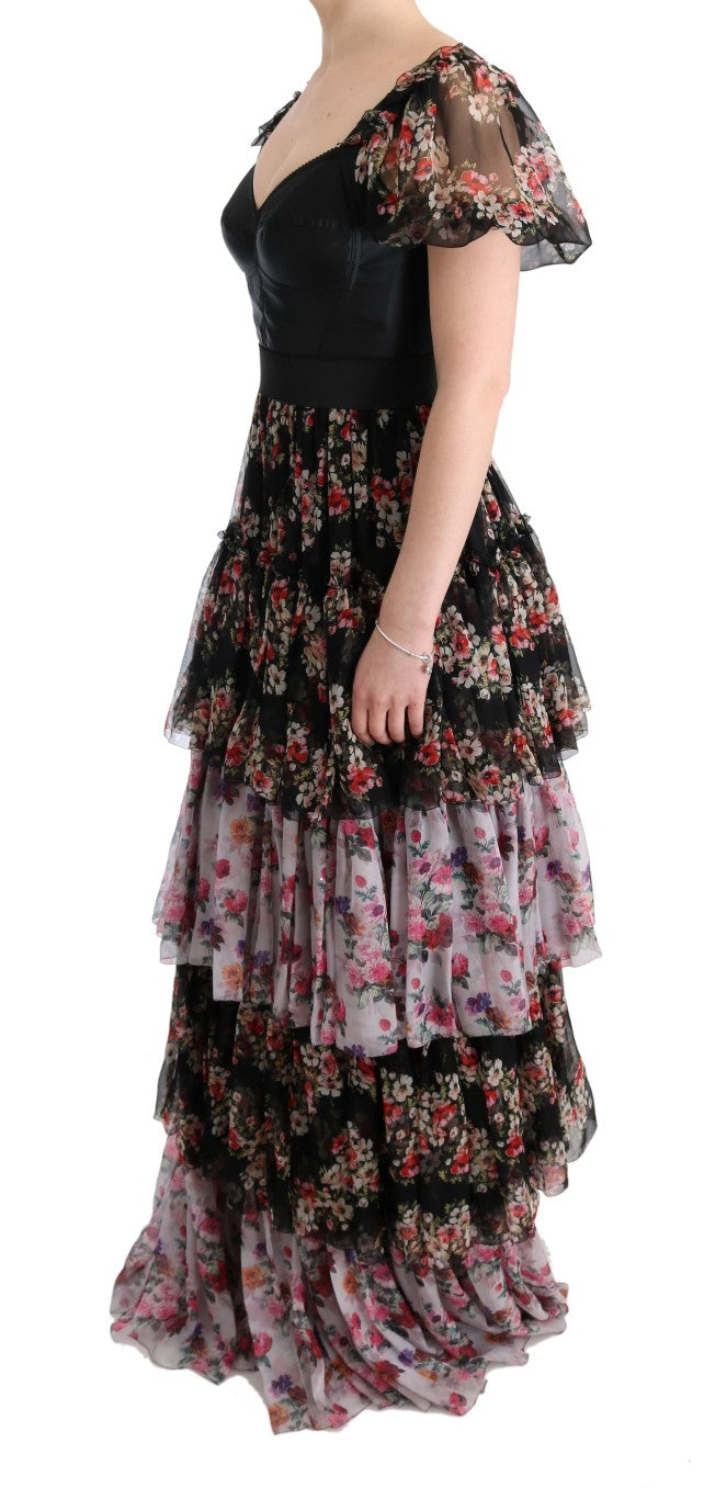 Dolce & Gabbana Elegant Floral Shift Dress in Multicolor Silk Blend IT36 / XS