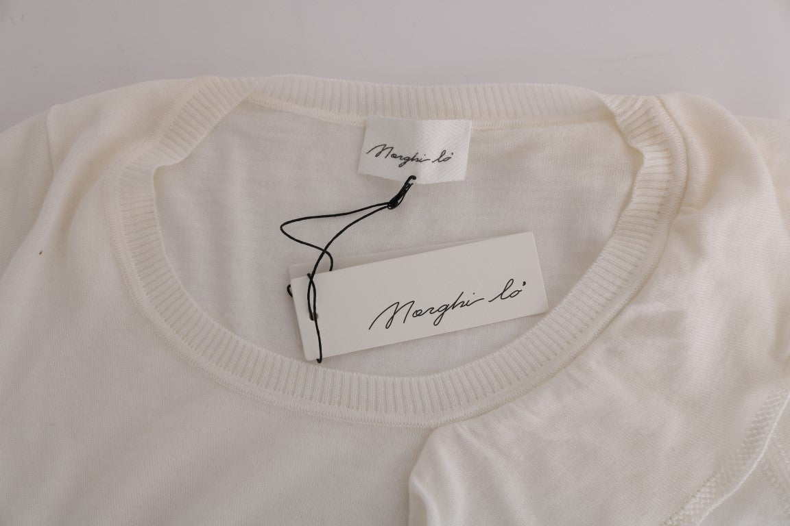 MARGHI LO' Elegant White Lana Wool Top IT46 | XL