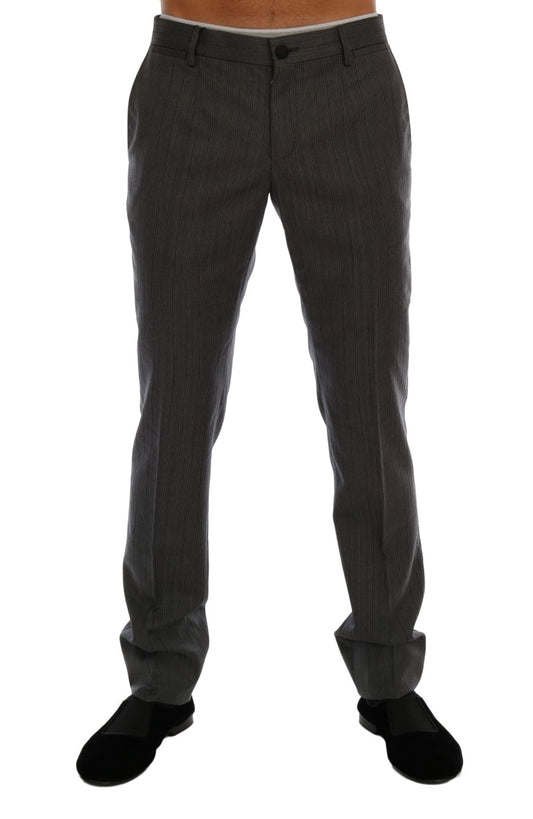 Dolce & Gabbana Elegant Gray Striped Wool Formal Trousers IT54 / XL