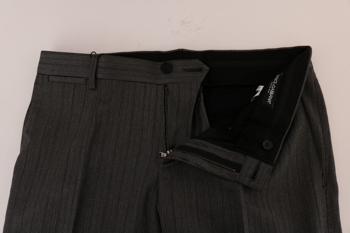 Dolce & Gabbana Elegant Gray Striped Wool Formal Trousers IT54 / XL