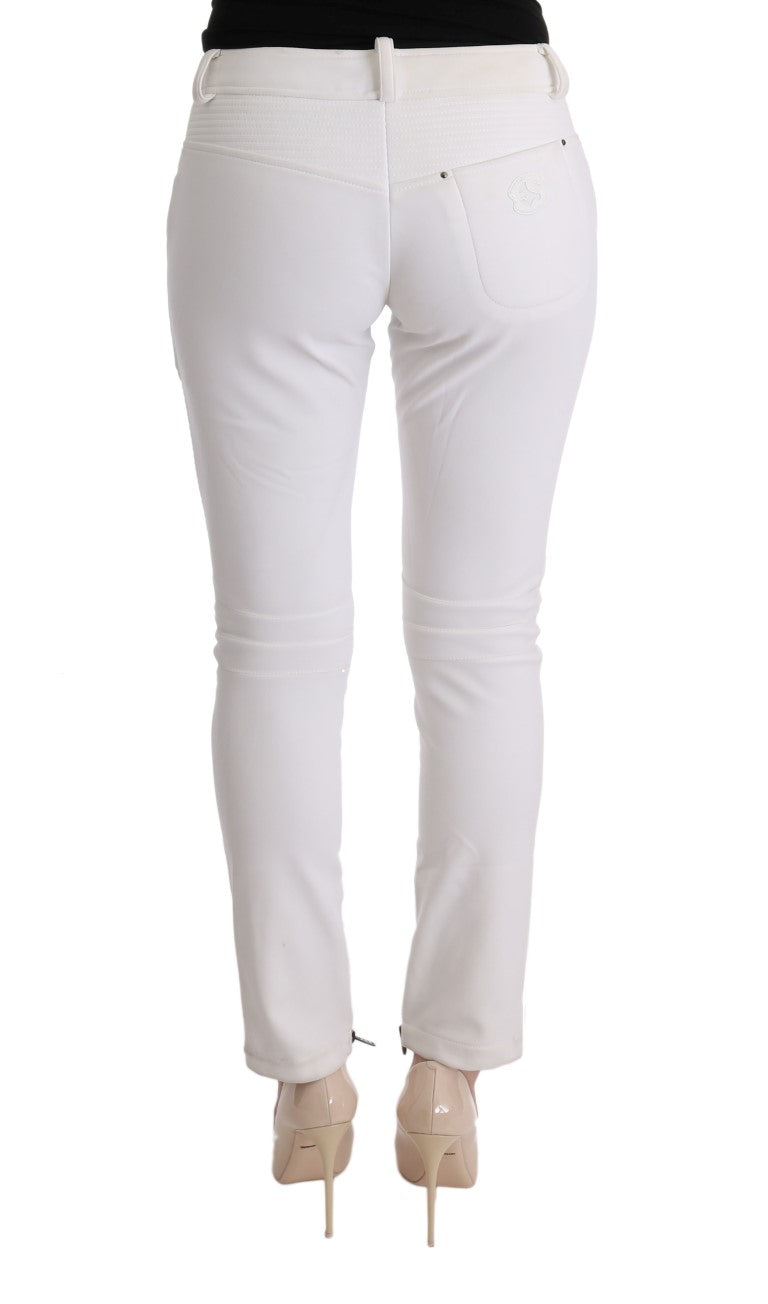 Ermanno Scervino Chic White Slim Fit Cotton Pants IT40 | S