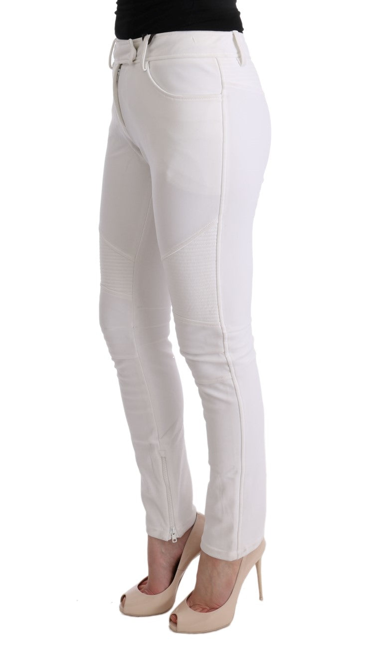 Ermanno Scervino Chic White Slim Fit Cotton Trousers IT40 | S