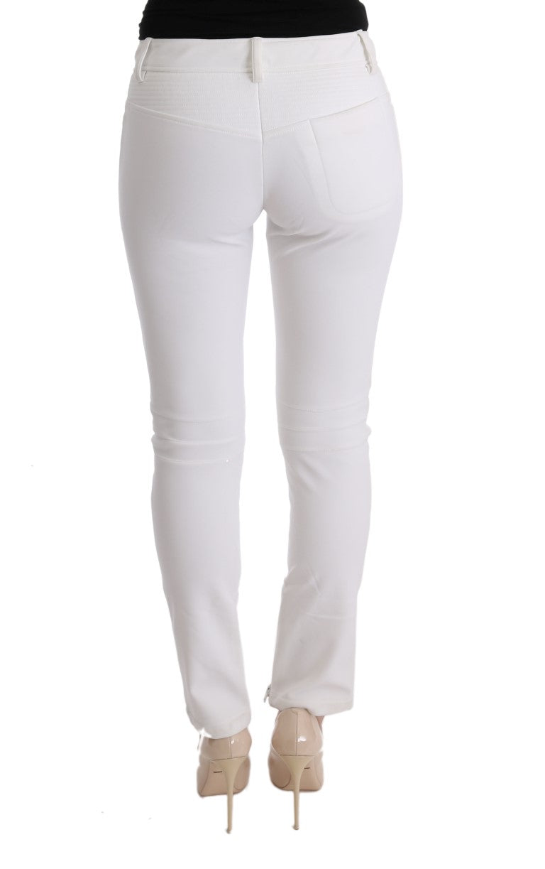 Ermanno Scervino Chic White Slim Fit Cotton Trousers IT40 | S