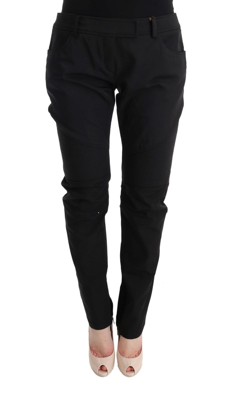 Ermanno Scervino Sleek Black Cotton Slim Fit Pants IT48 | XXL