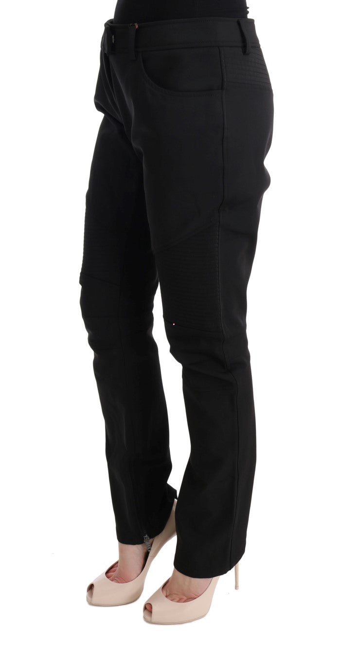 Ermanno Scervino Sleek Black Cotton Slim Fit Pants IT48 | XXL