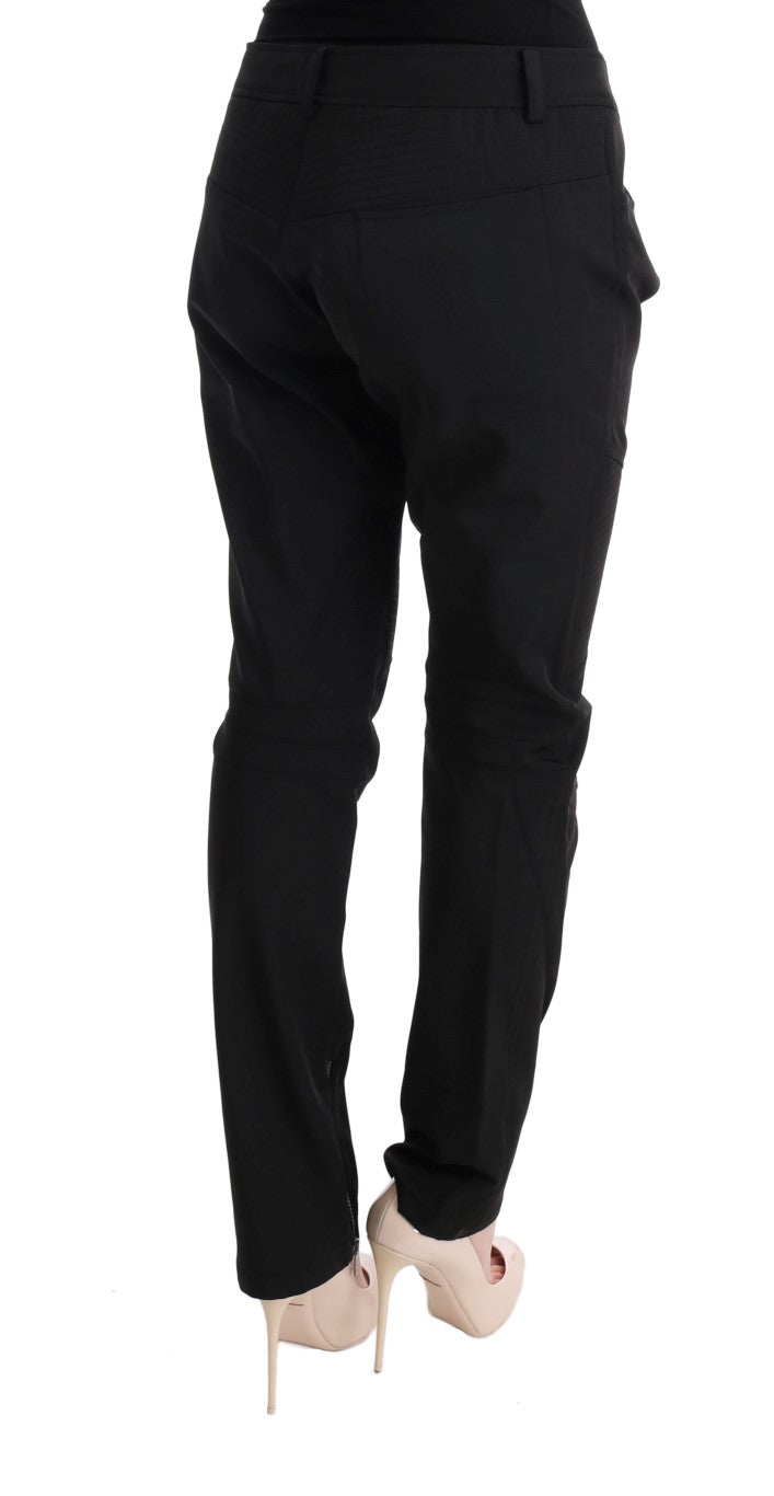 Ermanno Scervino Sleek Black Cotton Slim Fit Pants IT48 | XXL