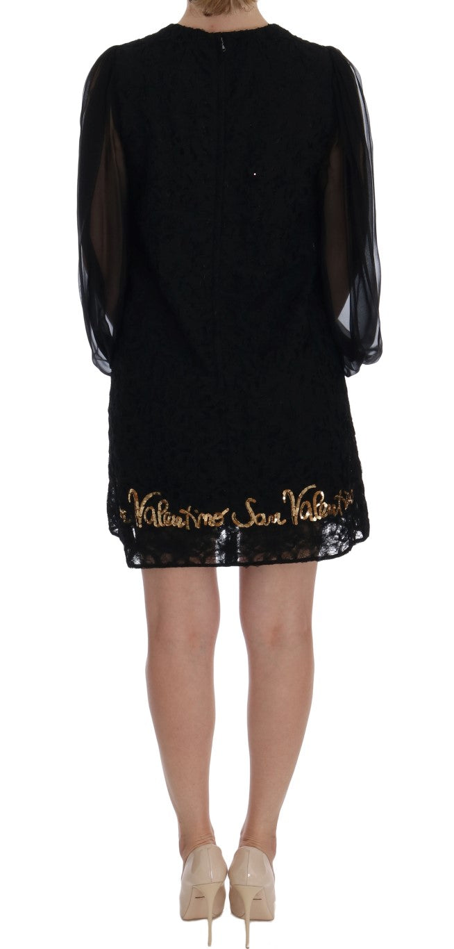 Dolce & Gabbana Black Lace Sequined Shift Dress IT38 / XS