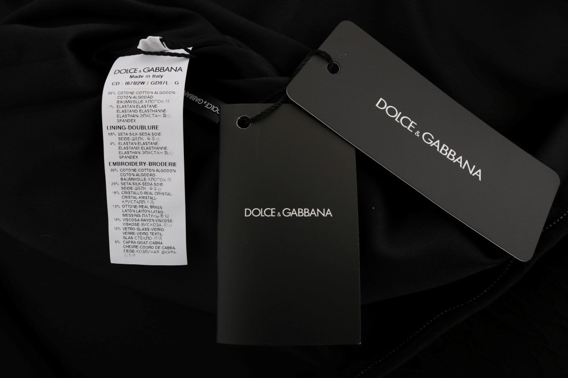 Dolce & Gabbana Black Crystal-Embellished Stretch Mini Dress IT36 / XS