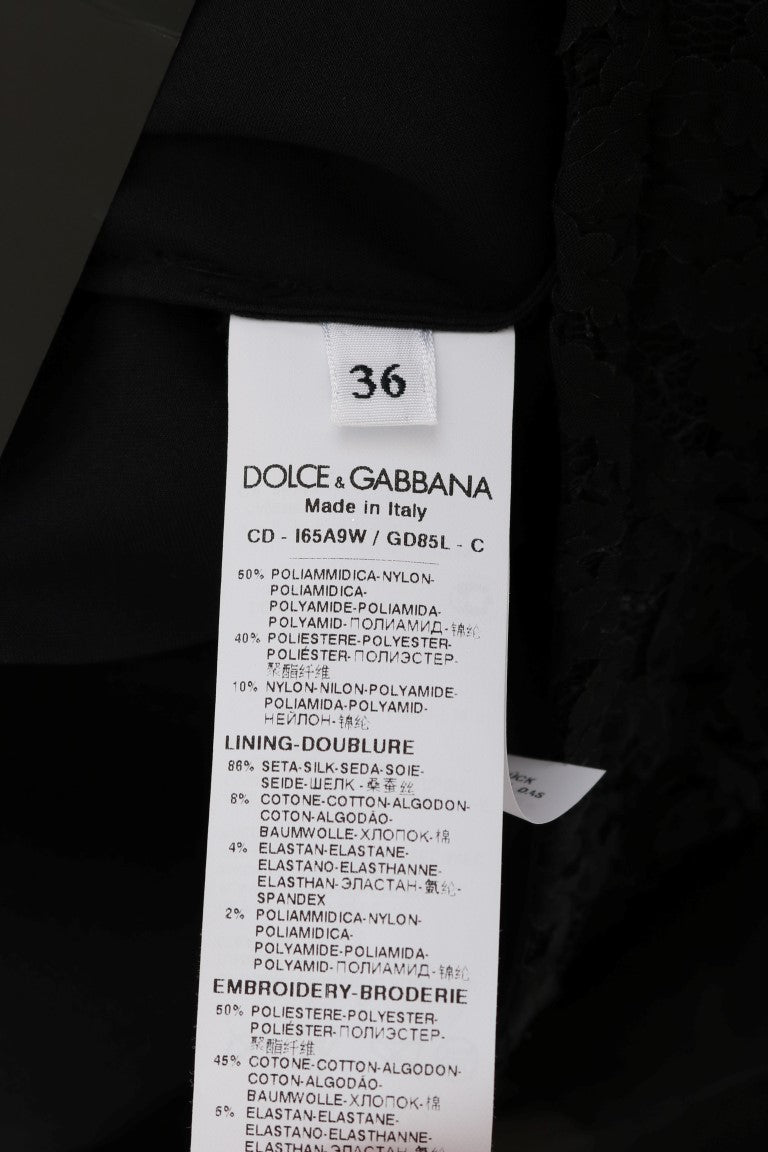 Dolce & Gabbana Elegant Black Lace Heart Applique Shift Dress IT36 / XS