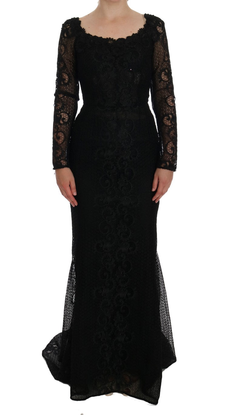 Dolce & Gabbana Elegant Full Length Black Sheath Maxi Dress IT38 | XS