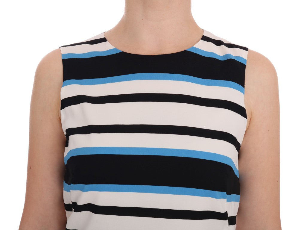 Dolce & Gabbana Elegant Sleeveless Striped Silk Shift Dress IT40 | S