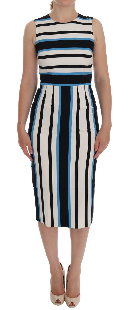 Dolce & Gabbana Chic Striped Silk Sheath Dress IT38 / XS