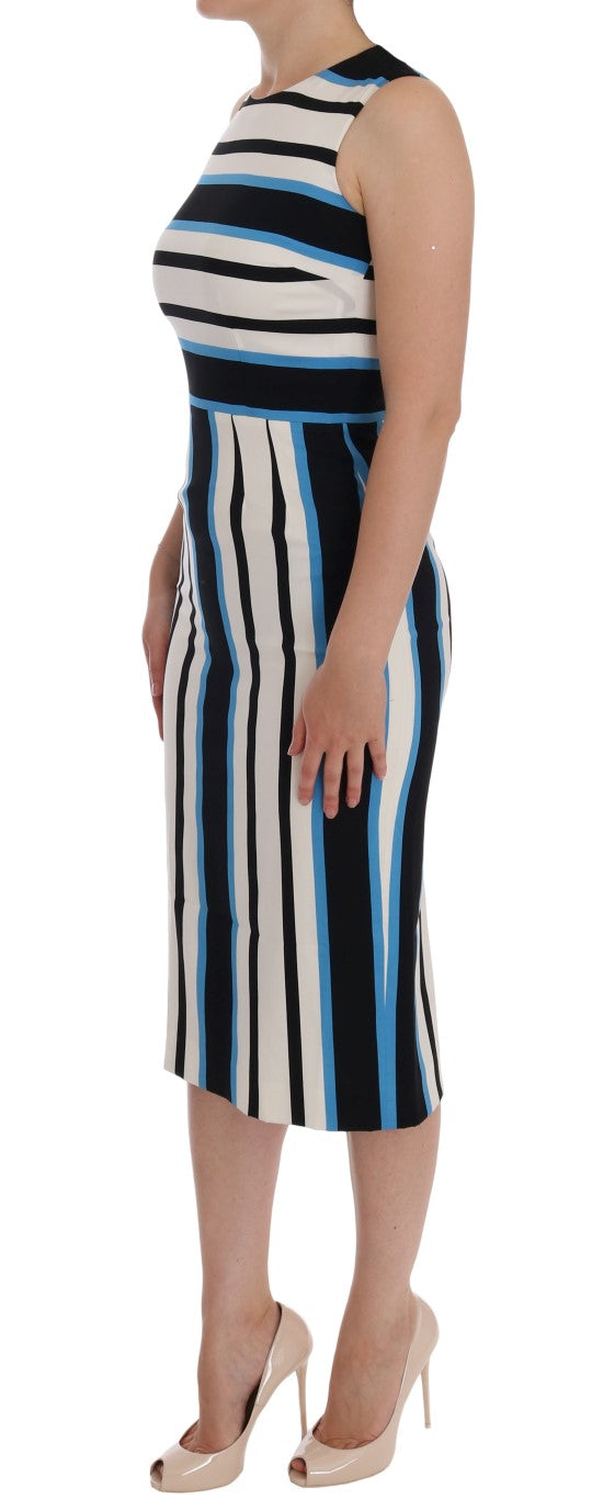 Dolce & Gabbana Chic Striped Silk Sheath Dress IT38 / XS