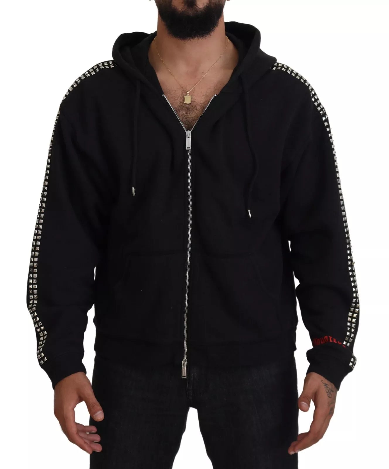 Dsquared² Black Embellished Full Zip Hooded Sweater IT48 | M