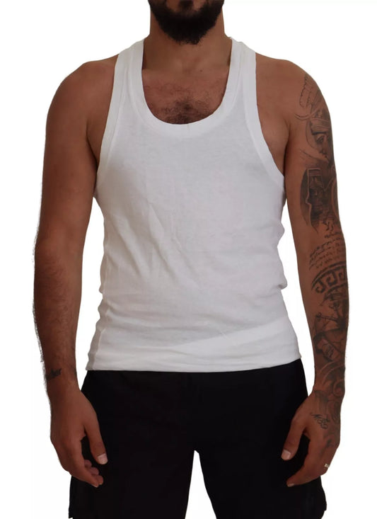 Dsquared² White Cotton Linen Sleeveless Tank T-shirt IT46 | S