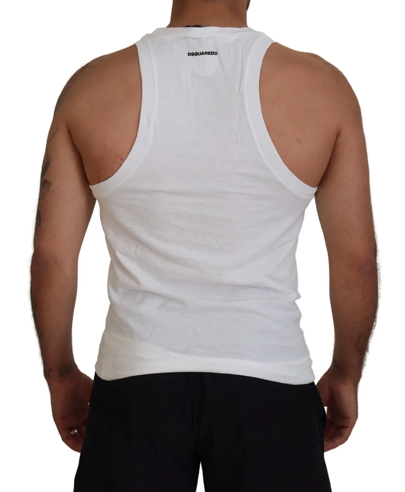 Dsquared² White Cotton Linen Sleeveless Tank T-shirt IT46 | S