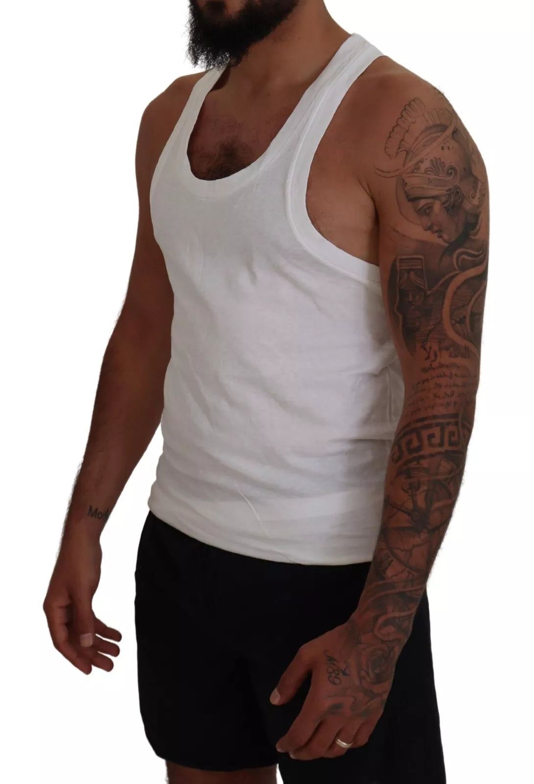 Dsquared² White Cotton Linen Sleeveless Tank T-shirt IT46 | S