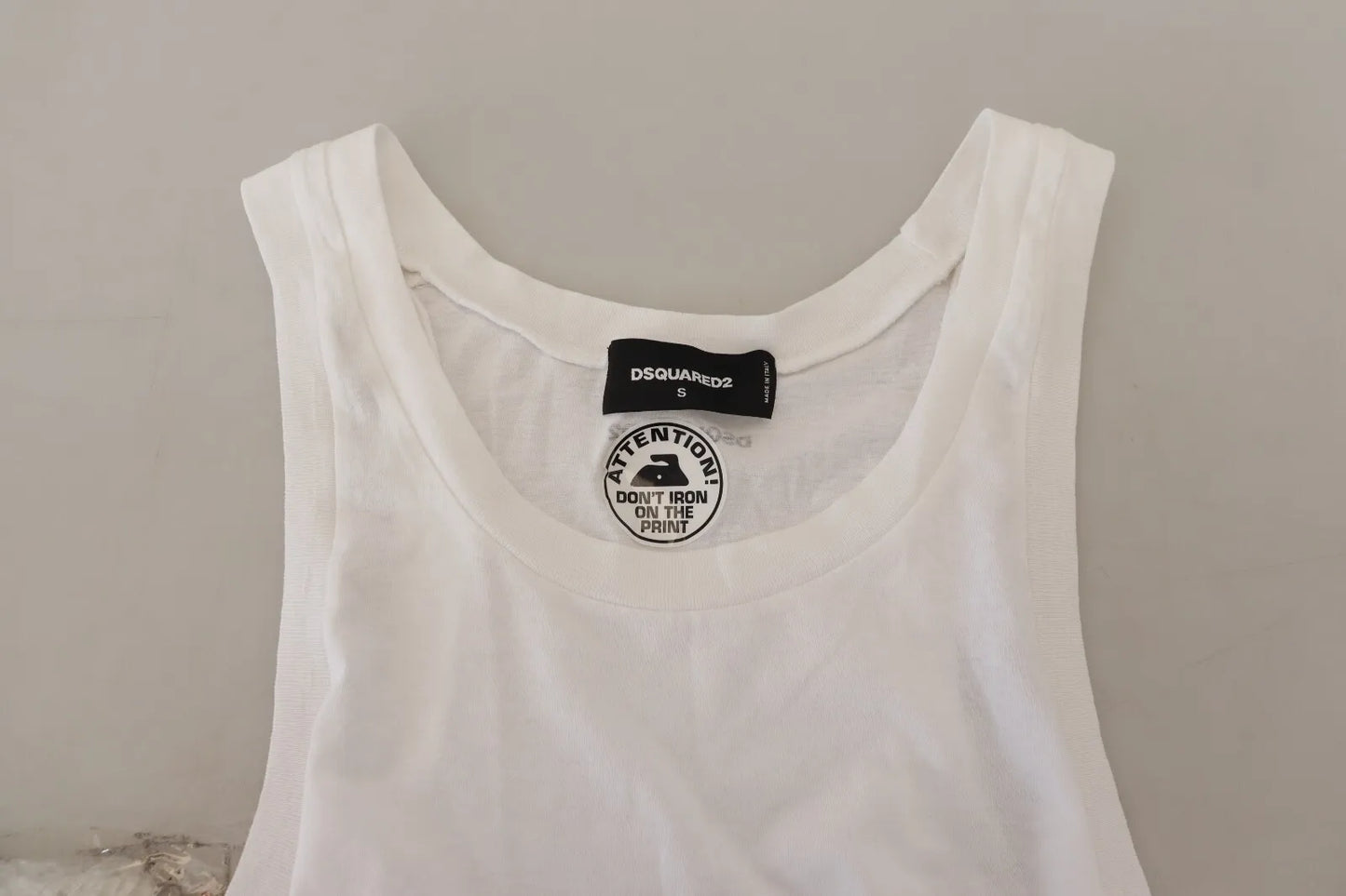 Dsquared² White Cotton Linen Sleeveless Tank T-shirt IT46 | S