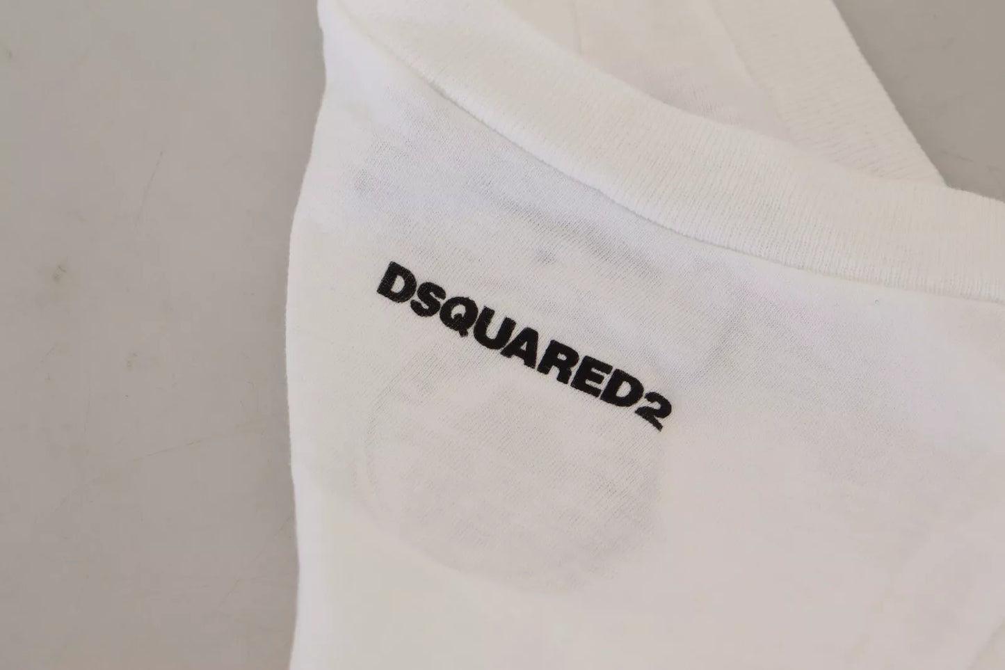 Dsquared² White Cotton Linen Sleeveless Tank T-shirt IT46 | S