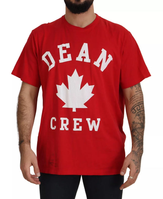 Dsquared² Red Printed Cotton Short Sleeves Crewneck T-shirt IT48 | M