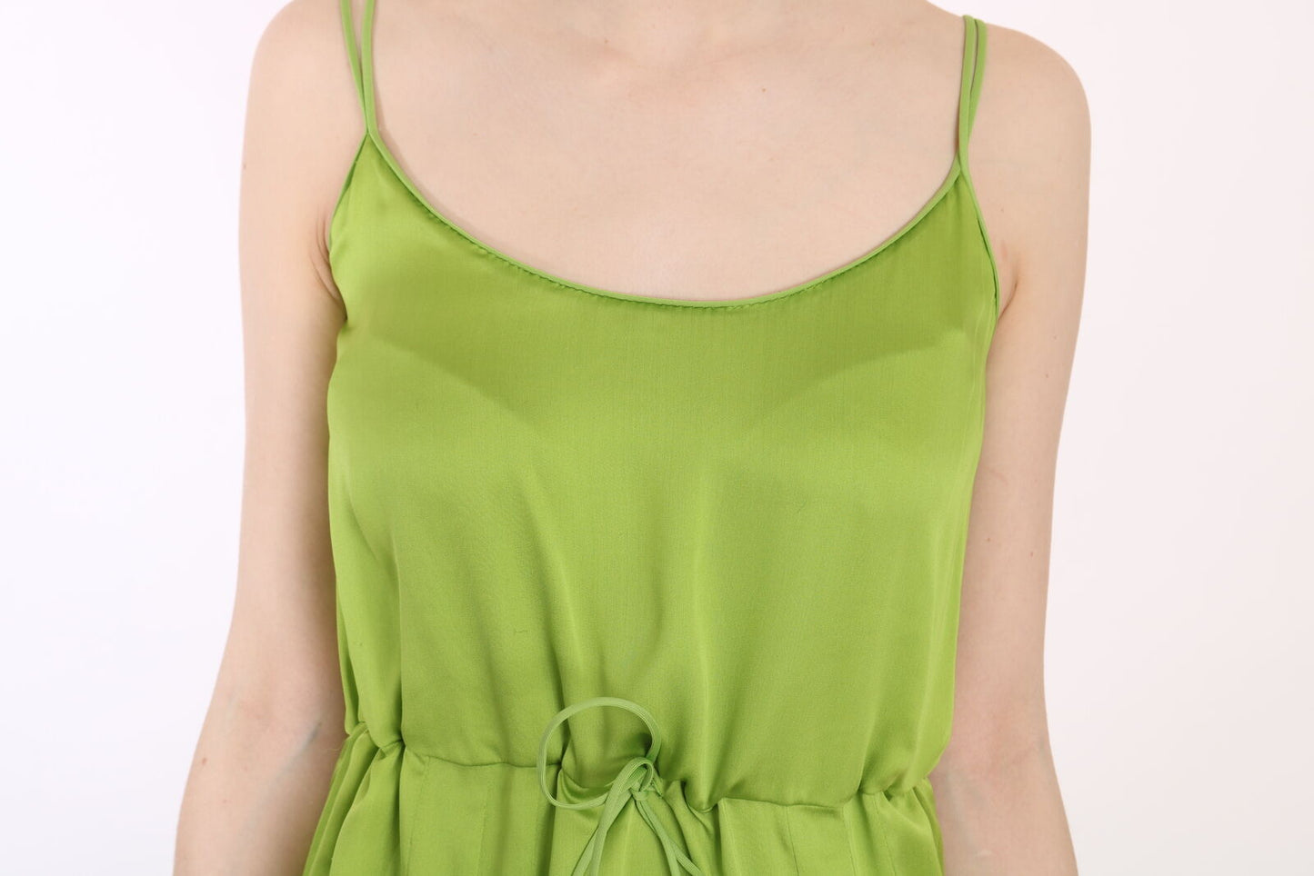 Dsquared² Green Spaghetti Strap Long A-line Pleated Dress IT36 | XS