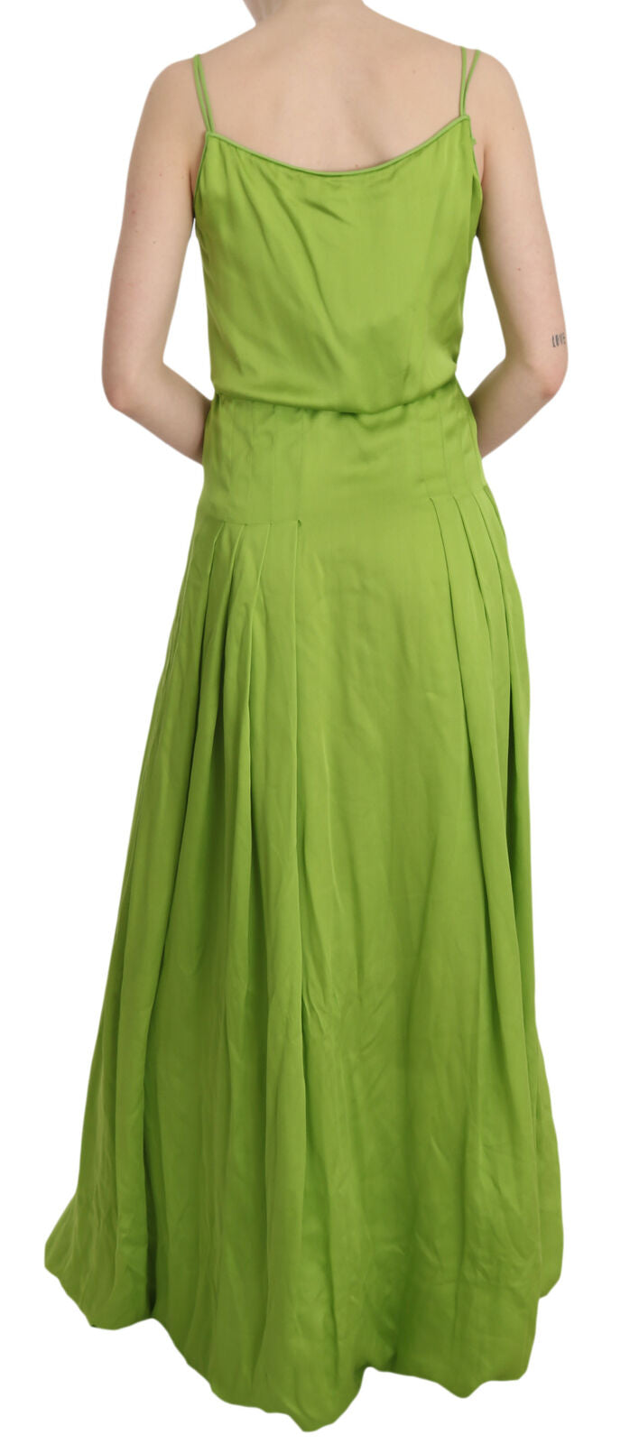 Dsquared² Green Spaghetti Strap Long A-line Pleated Dress IT36 | XS