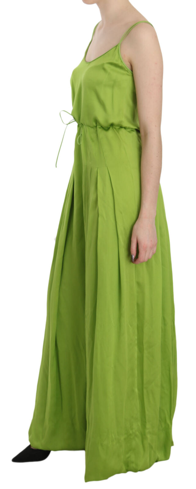 Dsquared² Green Spaghetti Strap Long A-line Pleated Dress IT36 | XS