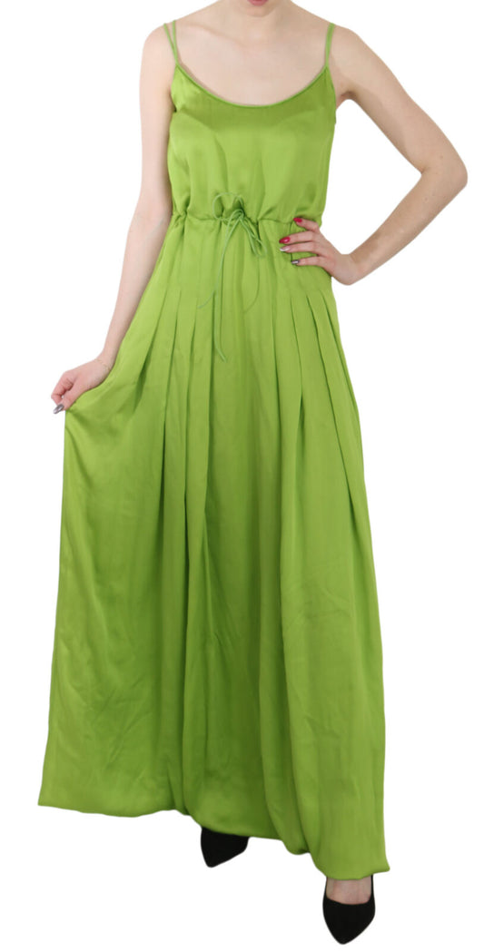 Dsquared² Green Spaghetti Strap Long A-line Pleated Dress IT36 | XS