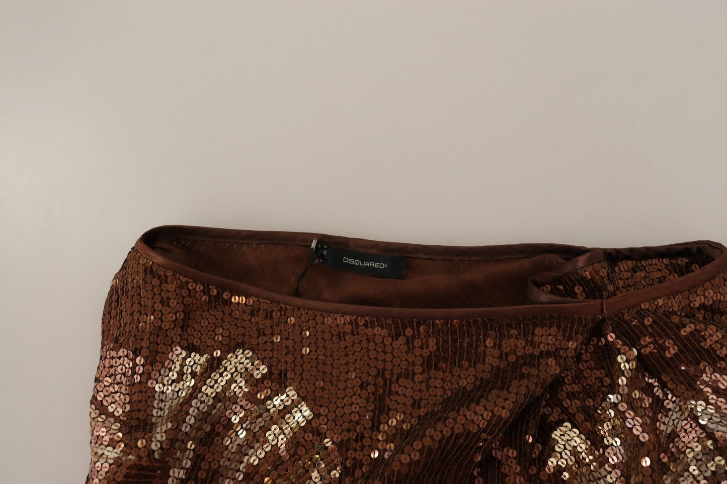 Dsquared² Brown Leaf Sequined Shift One Shoulder Long Dress IT40 | S