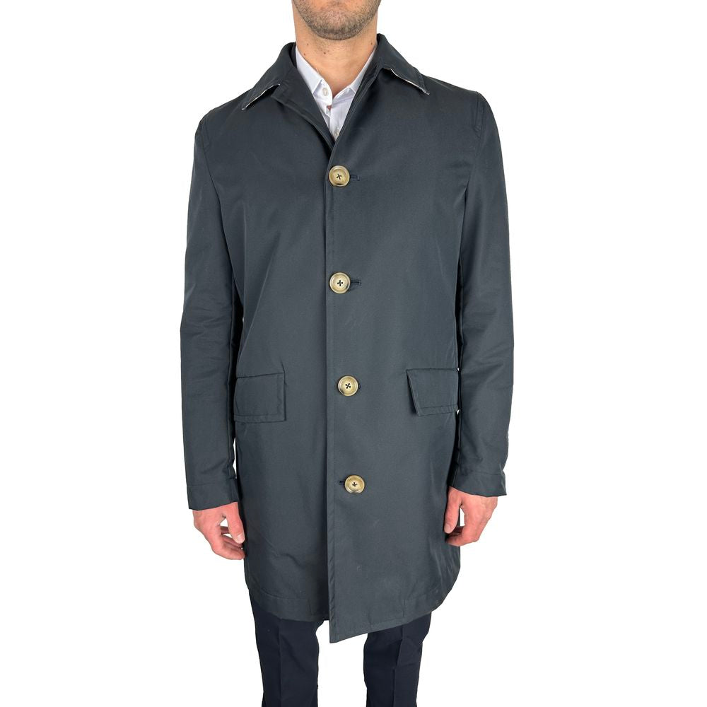 Aquascutum Elegant Navy Blue Single-Breasted Trench Coat IT48 | M