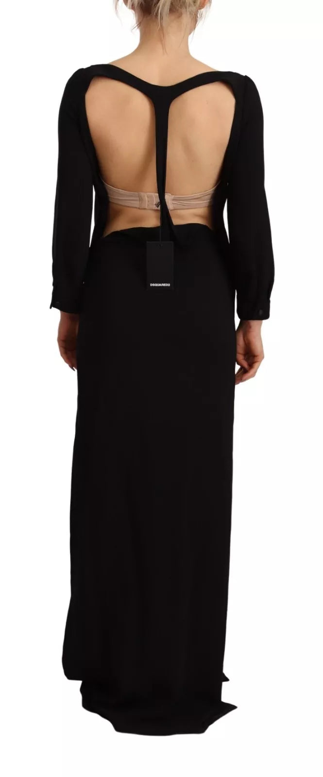 Dsquared² Black Long Sleeves Side Slit Floor Length Dress IT40 | S