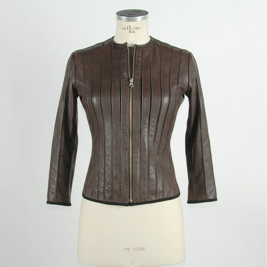 Emilio Romanelli Brown Leather Women Jacket IT40 | S