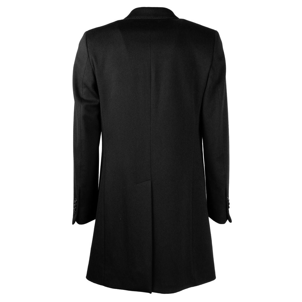 Made in Italy Elegant Black Virgin Wool Men's Coat IT46 | S